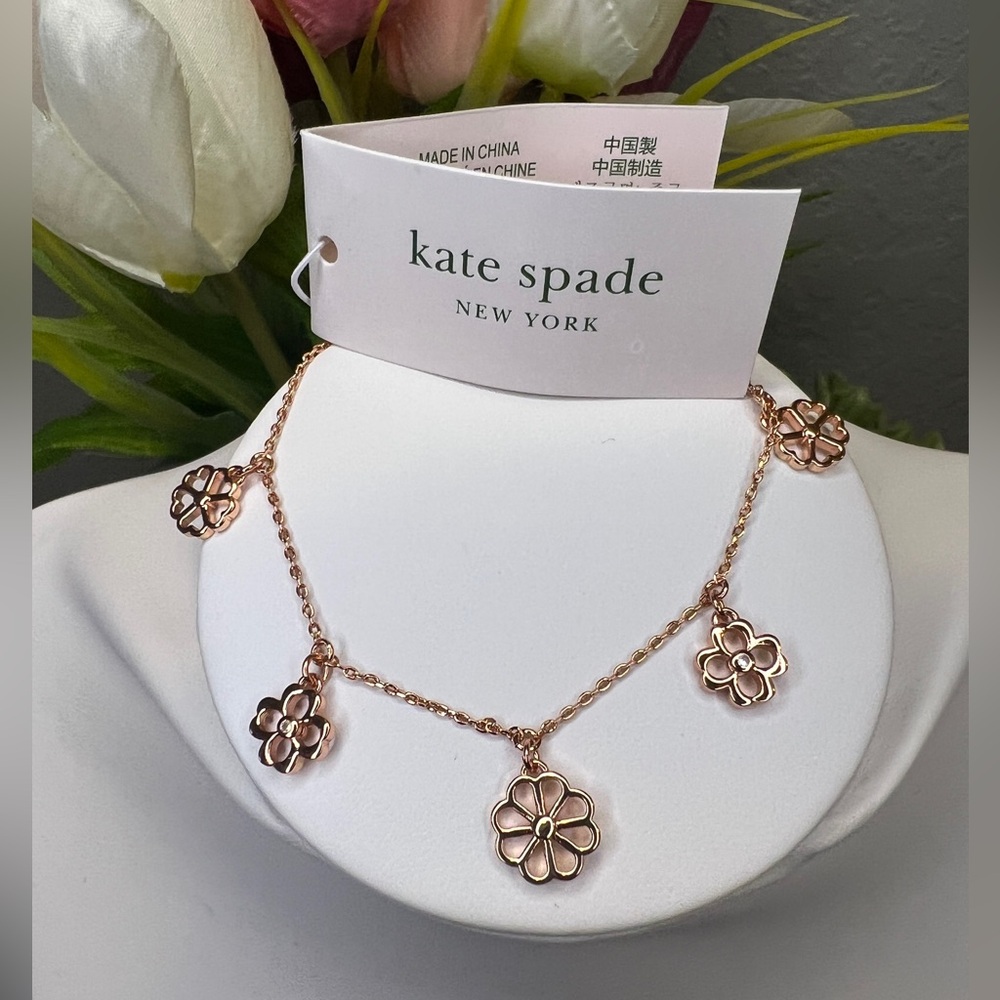 Kate Spade Rose Gold Flower Charm Bracelet - Picture 2 of 3